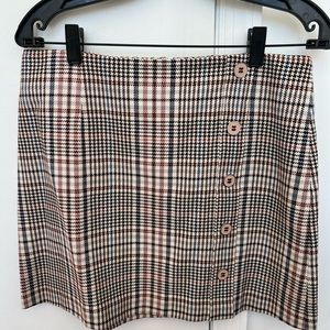 VERONICA BEARD Filter Skirt Rose Pink Blue Plaid Mini Buttons